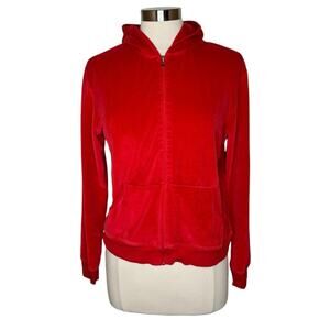 Victoria’s Secret Vintage‎ Y2K Red Velour Full Zip Jacket Women’s Size Large